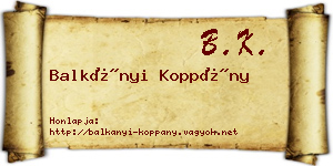 Balkányi Koppány névjegykártya